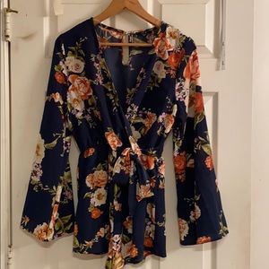 Dark blue flowery romper